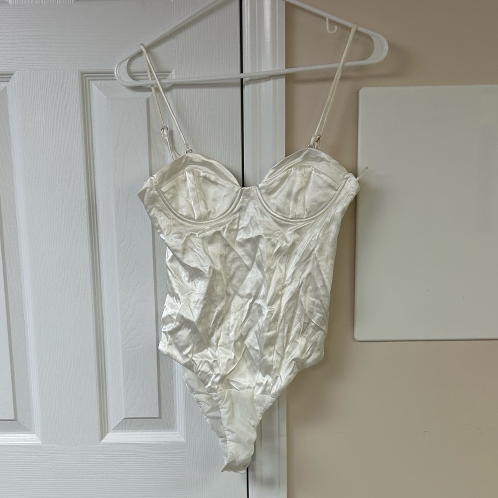 Zara Satin White Bodysuit